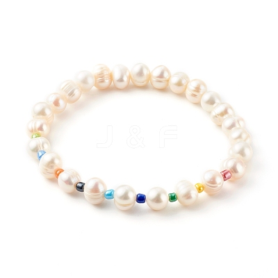 3Pcs 3 Styles Natural Cultured Freshwater Pearl Stretch Beaded Bracelets Sets BJEW-JB06266-1