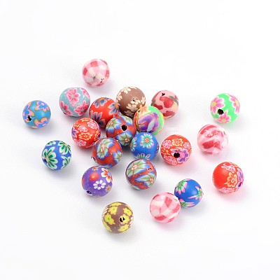 Handmade Polymer Clay Beads X-FM8mmY-1
