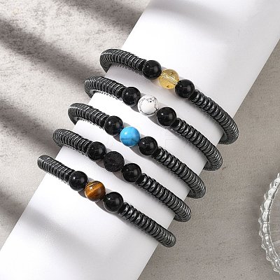 Natural & Synthetic Mixed Gemstone Beaded Stretch Bracelets for Women BJEW-JB12843-1