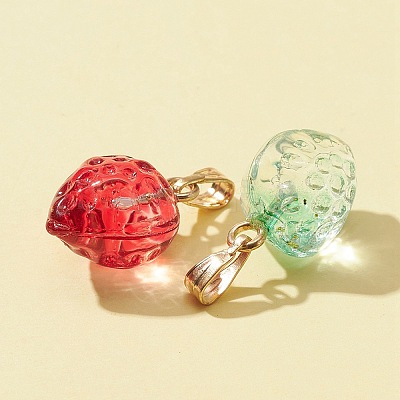 24Pcs 6 Style Transparent Spray Painted Glass Pendants GLAA-FS0001-33-1