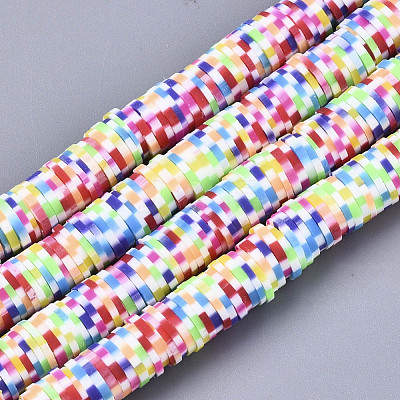 Rainbow Color Handmade Polymer Clay Beads Strands CLAY-R091-6mm-02-1