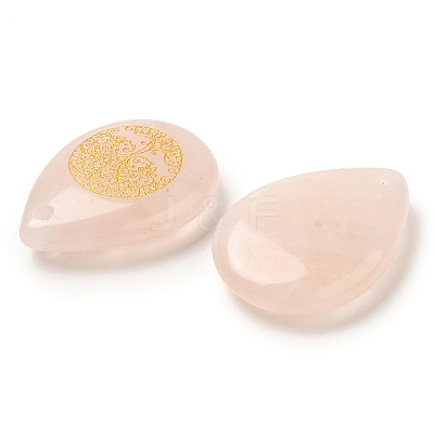 Natural Rose Quartz Drop Pendants G-C158-01D-1