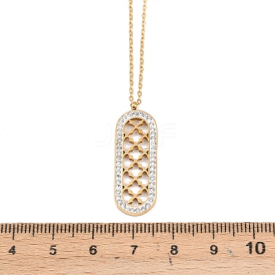 Polymer Clay Crystal Rhinestone Oval Pendant 304 Stainless Steel Cable Chain Necklaces for Women NJEW-A064-06G-1