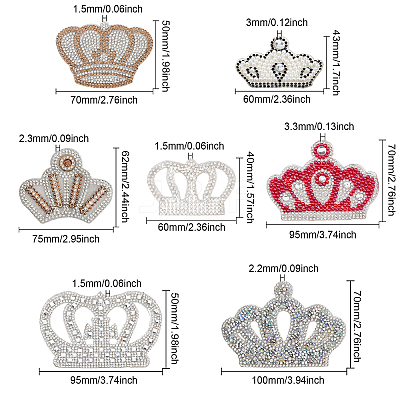 13Pcs 13 Style Crown Shape Hotfix Rhinestone DIY-CA0005-48-1