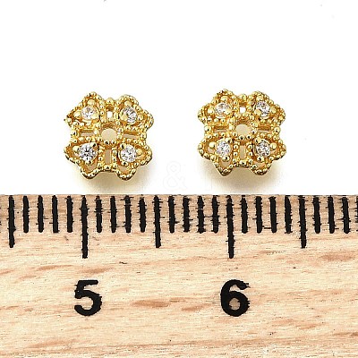 Flower Brass Micro Pave Cubic Zirconia Bead Caps KK-K300-01F-G-1