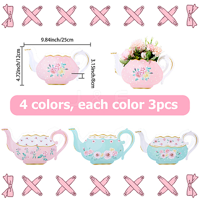 12Pcs 4 Styles Teapot Shaped Paper Bouquet Packing Boxes DIY-SP0006-40-1
