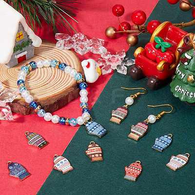 28Pcs 7 Colors Winter Theme Alloy Printed Pendants FIND-SC0012-46-1