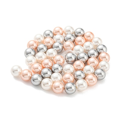 Electroplated Shell Pearl Beads Strands SHEL-F008-03B-04-1