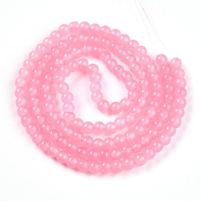Baking Paint Imitation Jade Glass Round Bead Strands X-DGLA-Q021-6mm-03-1