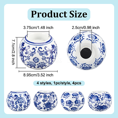 4Pcs 4 Styles Handmade Porcelain Candle Holders DJEW-OC0013-87-1