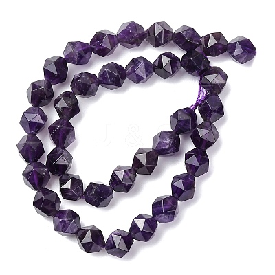 Faceted Natural Amethyst Beads Strands G-K066-09-10mm-1