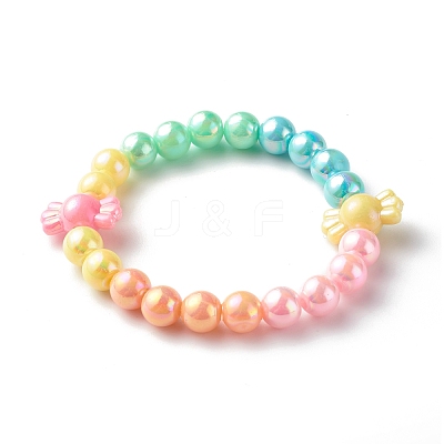 Opaque Acrylic Beads Stretch Bracelet Sets for Kids BJEW-JB06405-1