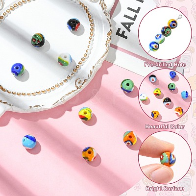 9Pcs 9 Colors Handmade Millefiori Lampwork Beads LAMP-CJ0002-41-1