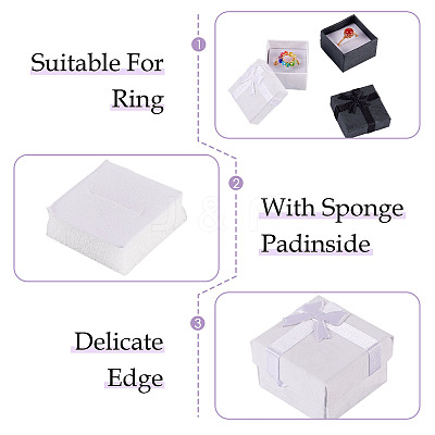 12Pcs 2 Colors Square Paper Jewelry Ring Gift Storage Boxes CON-TA0001-18-1