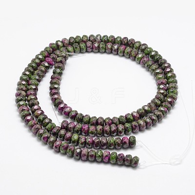Faceted Natural Ruby in Zoisite Rondelle Beads Strands G-K090-04-1