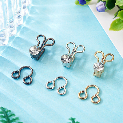 15Sets 3 Colors Alloy Rhinestone Hook and Eye Fasteners FIND-TA0006-54-1
