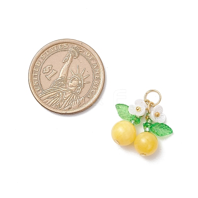 6Pcs 6 Styles Natural Amethyst & Carnelian & Mashan Jade & Malaysia Jade Cherry Pendants PALLOY-MZ00821-1