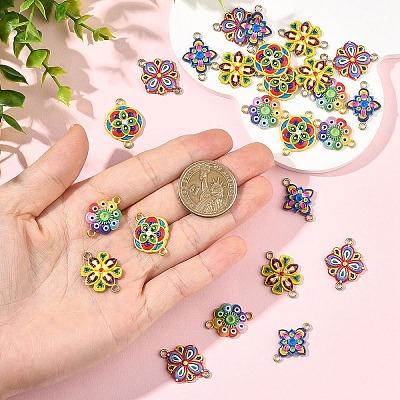 25Pcs 5 Colors 3D Printed Alloy Connector Charms FIND-YW0011-78-1