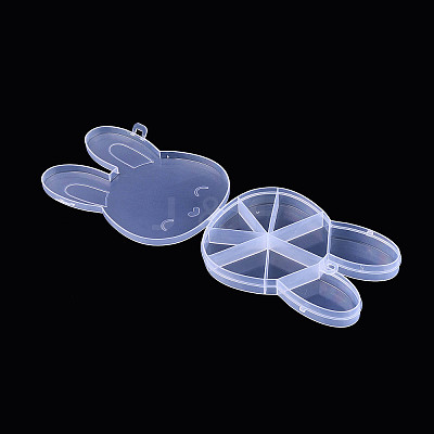Easter Rabbit 9 Grids Plastic Bead Storage Containers with Hinged Lid X-CON-T001-07-1