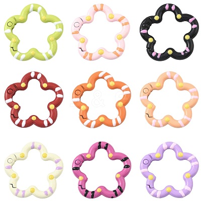 14Pcs Spray Painted Alloy Spring Gate Rings FIND-FS0004-57-1