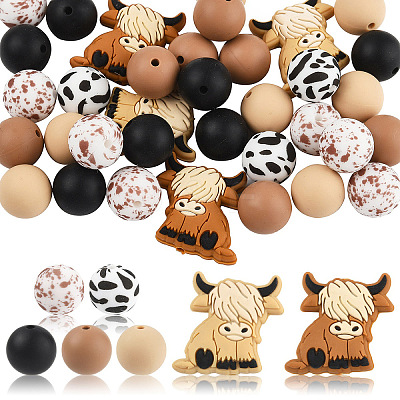 49Pcs Food Grade Eco-Friendly Silicone Beads SIL-YW0001-86-1