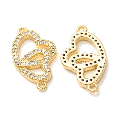 Brass Micro Pave Cubic Zirconia Connector Charms CU-CBA4579-02G-B-1
