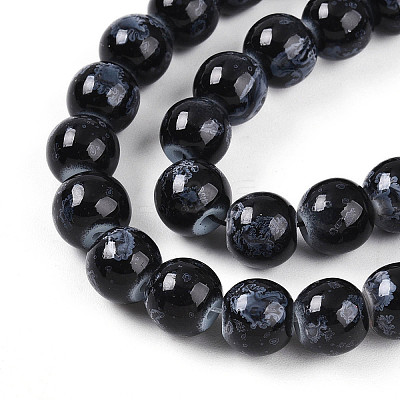 Baking Paint Glass Beads Strands DGLA-N008-8mm-10-1