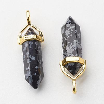 Natural Snowflake Obsidian Pointed Pendants G-G902-A05-1