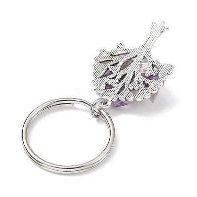 Natural Amethyst Chip & Alloy Tree of Life Pendant Keychain KEYC-JKC00648-06-1