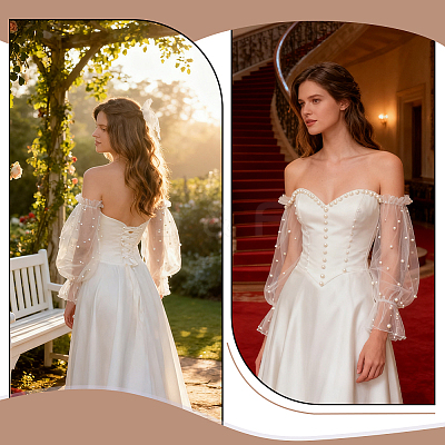 Polyester Detachable Mesh Puff Sleeves AJEW-WH0485-43A-1