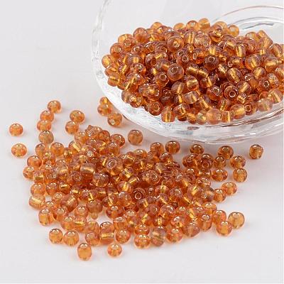 6/0 Round Silver Lined Round Hole Glass Seed Beads X-SEED-A005-4mm-22C-1