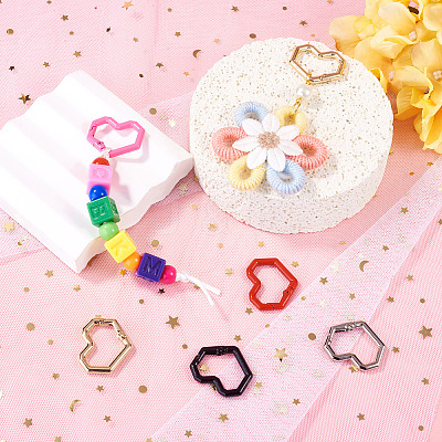 6Pcs Heart Alloy Spring Gate Rings FIND-TA0011-14A-1