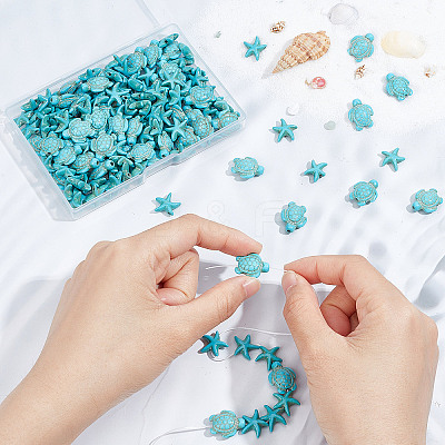 200Pcs Dyed Synthetic Turquoise and Howlite Beads G-SC0002-42-1