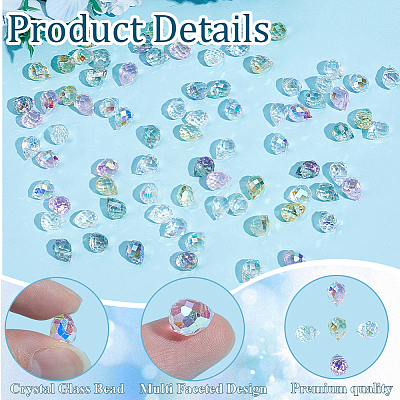 80Pcs Teardrop Electroplated Transparent Glass Charms GLAA-PA0001-68-1