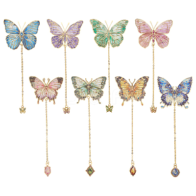 8Pcs 8 Styles Brass Bookmarks AJEW-FG0007-80-1