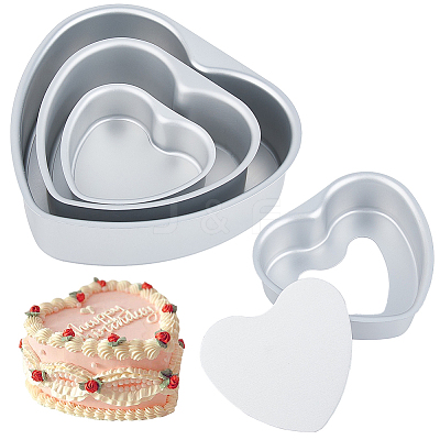 3 Bags 3 Styles Heart Aluminium Alloy Cake Mold Rings AJEW-DC0002-06-1