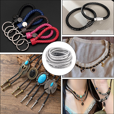 5M Braided Round PU Leather Jewelry Cord OCOR-GF0004-96B-04-1