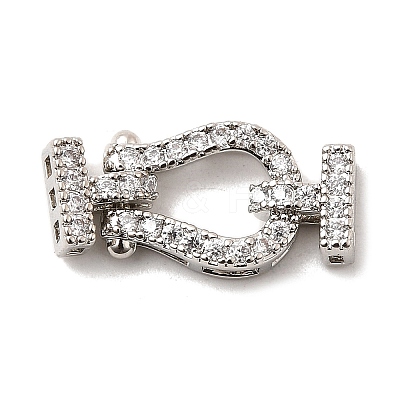 Brass Micro Pave Clear Cubic Zirconia Fold Over Clasps KK-C075-31P-1