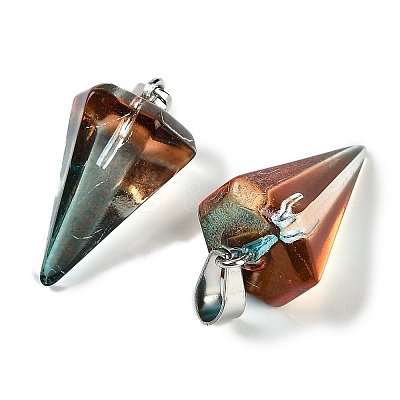Spray Painted Glass Pendants GLAA-Z007-03G-1