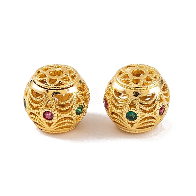 Rack Plating Brass & Cubic Zirconia Beads KK-U012-03G-1