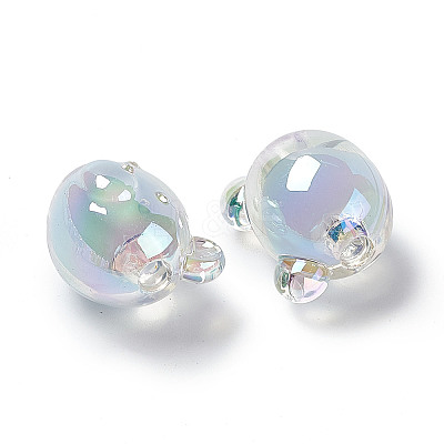 UV Plating Rainbow Iridescent Acrylic Beads OACR-H015-11-1