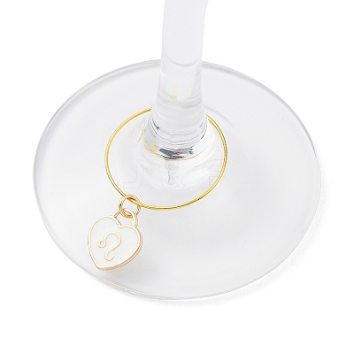 12Pcs Heart with Constellation Alloy Enamel Wine Glass Charms Sets AJEW-JO00230-01-1