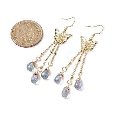 Golden 304 Stainless Steel Butterfly Chandelier Earrings EJEW-JE05731-1