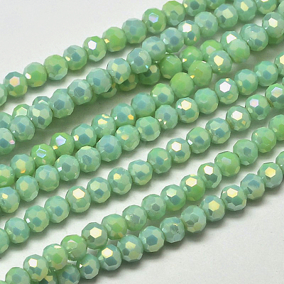 Faceted Round Full Rainbow Plated Electroplate Glass Beads Strands X-EGLA-J130-FR02-1