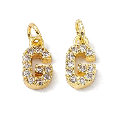 Real 18K Gold Plated Brass Micro Pave Clear Cubic Zirconia Charms KK-E068-VB452-G-1
