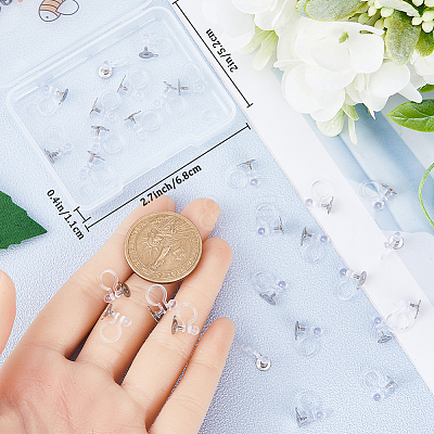 40Pcs 304 Stainless Steel & Plastic Clip-on Earring Findings STAS-BBC0003-35-1