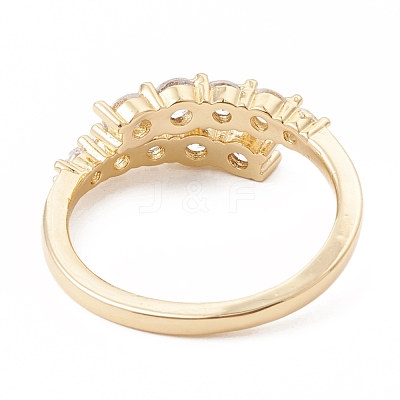 Clear Cubic Zirconia Open Cuff Ring RJEW-F124-04G-1