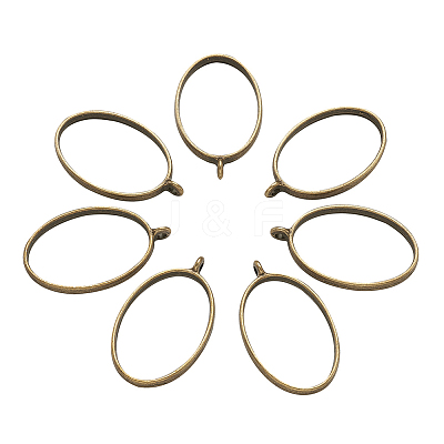 Rack Plating Alloy Open Back Bezel Pendants PALLOY-TA0001-10AB-1