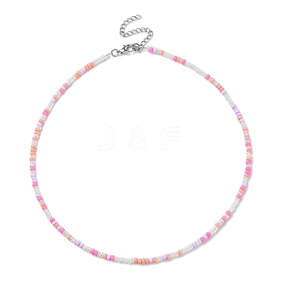 Glass Seed Beaded Necklace NJEW-JN04360-1