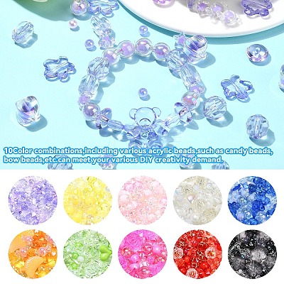 120Pcs 12 Styles Mixed Styles Acrylic Beads MACR-YW0003-05A-1